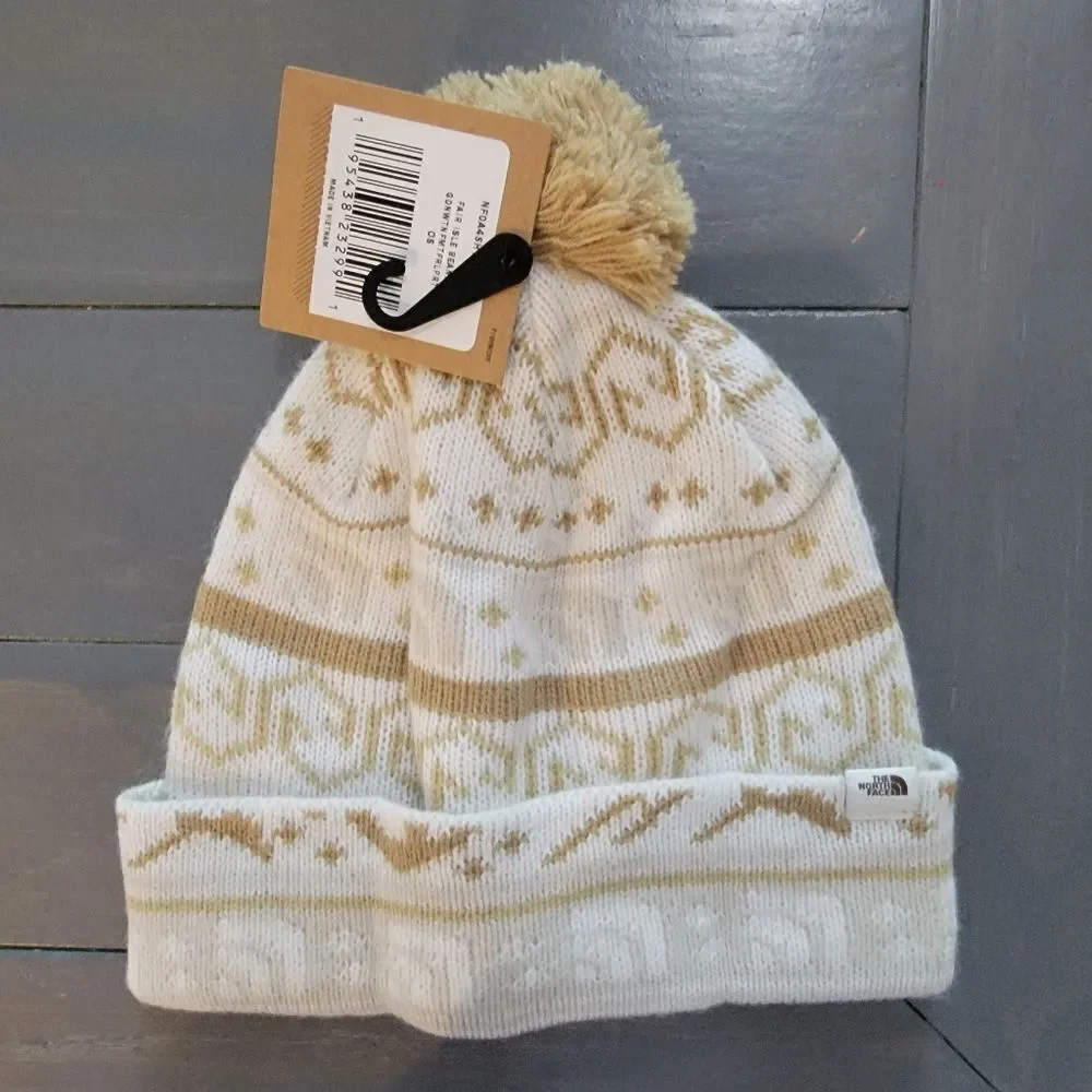 The North Face Fair Isle pom pom unisex winter beanie hat